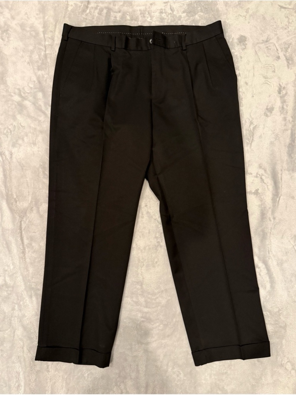 Van Heusen Black Dress Pants with Subtle Pinstripe Trim
